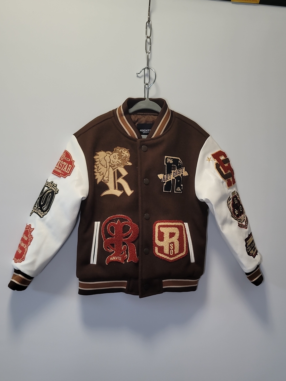 Rockstar Original Patchwork Varsity Bomber Jacket with Embroidered Patch